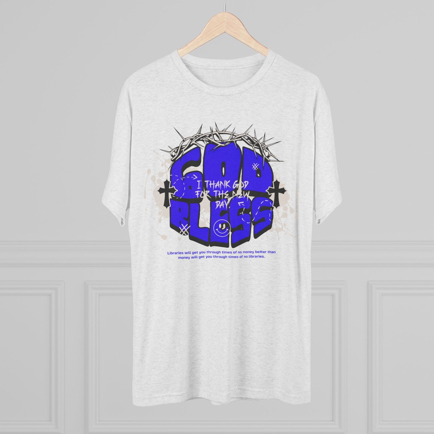 God Bless graphic, Unisex Tri-Blend Crew Tee