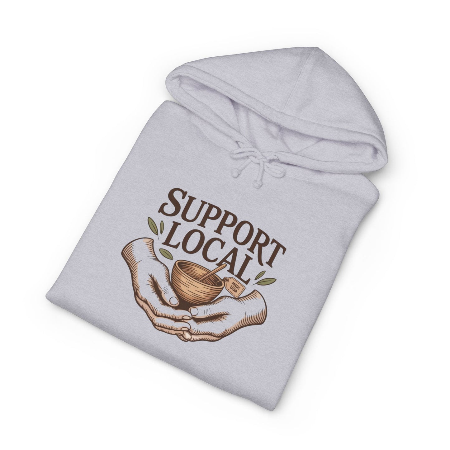 Support Local Hoodie — Vintage Hands & Heart Graphic Hooded Sweatshirt