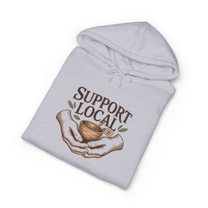 Support Local Hoodie — Vintage Hands & Heart Graphic Hooded Sweatshirt
