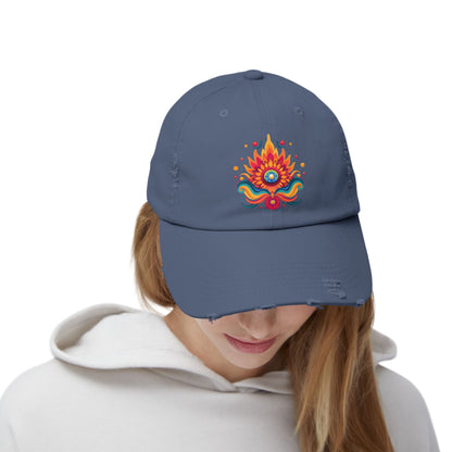 Eternal Psychedelic Flame Distressed Cap — Exploring Love Vintage Hat