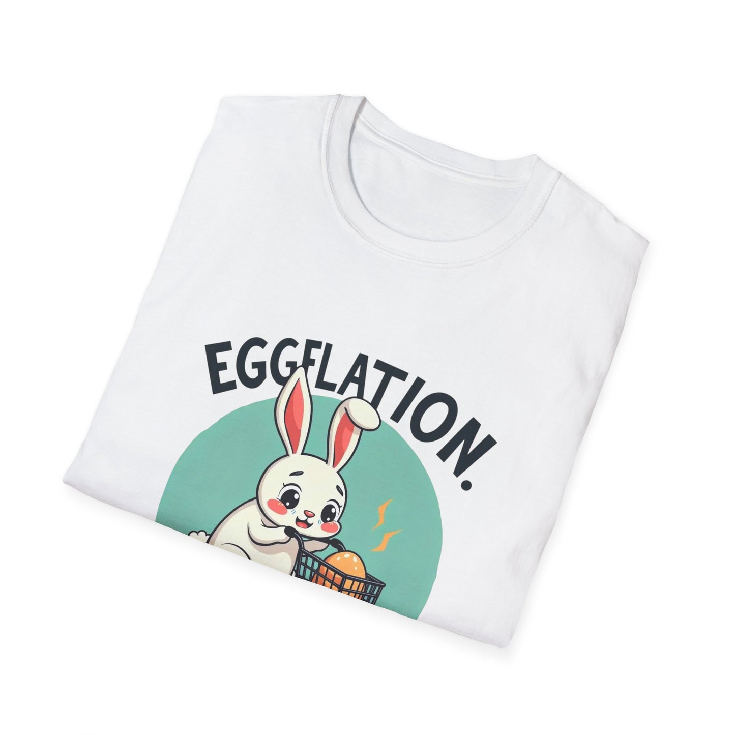 Easter Bunny 'Eggflation' T-Shirt – Cute Bunny with Egg Basket Graphic