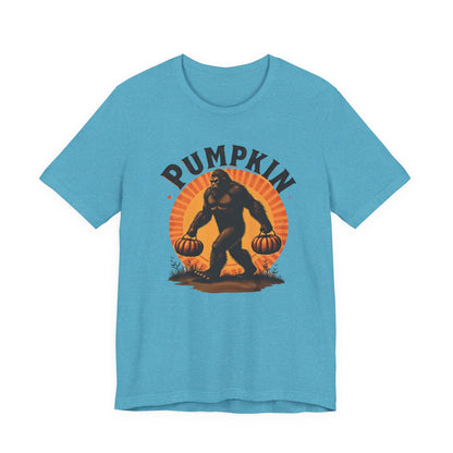 Pumpkin Bigfoot T-Shirt – Unisex Harvest Tee for Fall, Halloween, Autumn Celebrations, Gift for Nature Lovers, Casual Wear