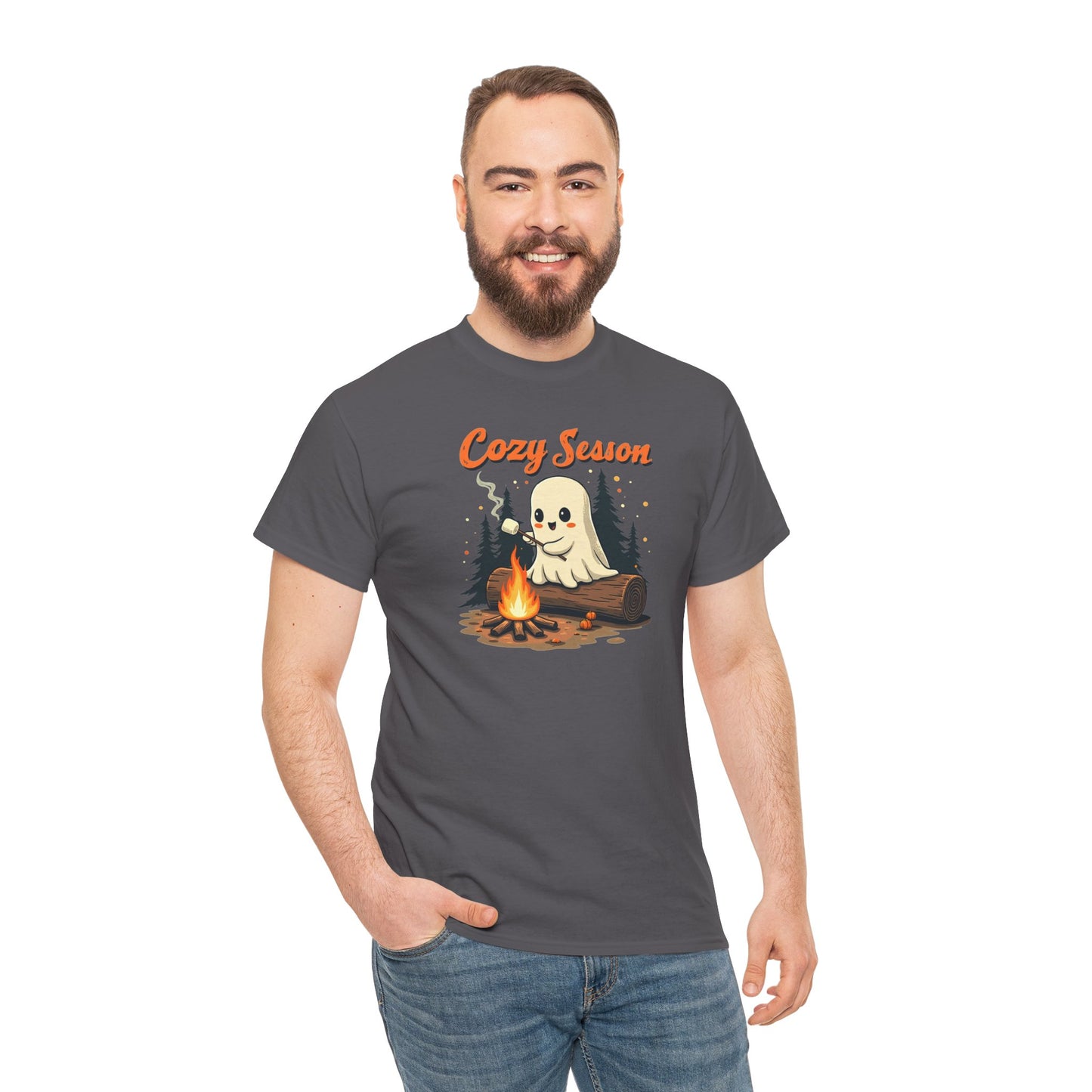 Cozy Season Tee — Cute Ghost Campfire Halloween T-Shirt