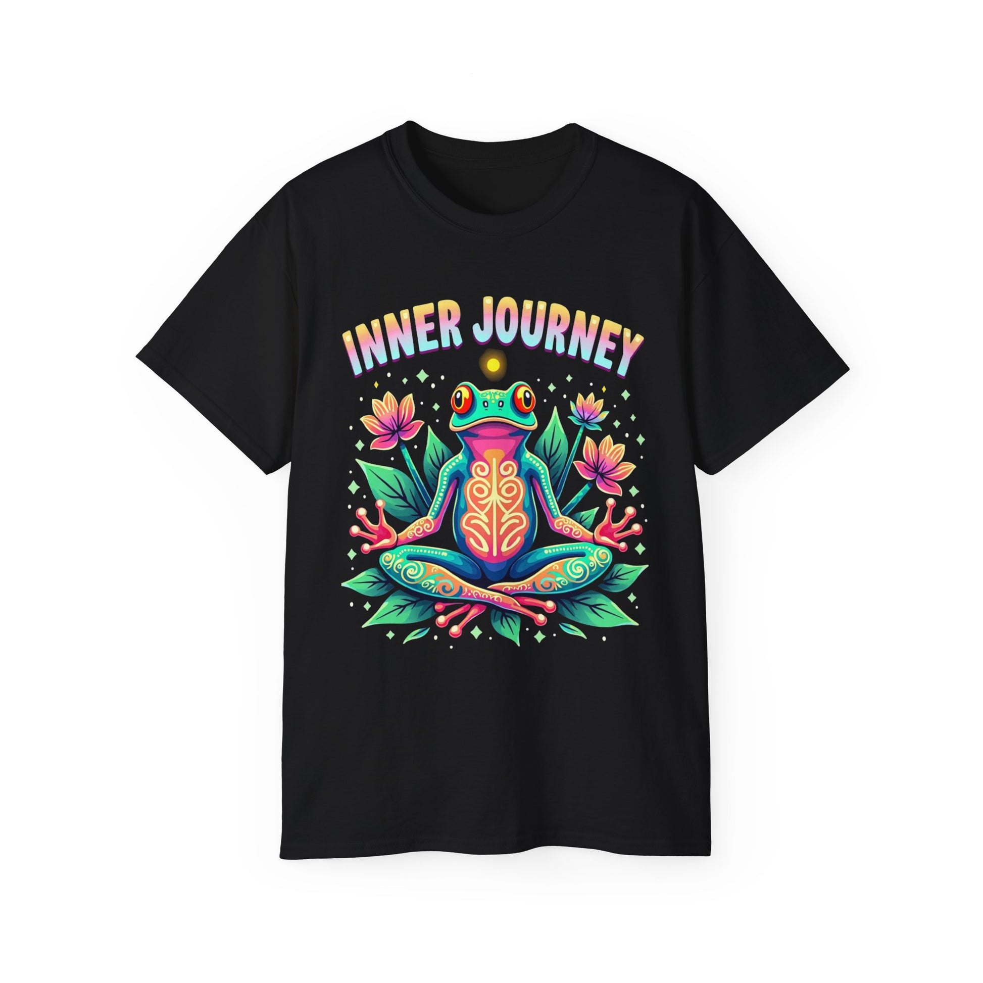 Inner Journey Unisex Ultra Cotton Tee - Vibrant Frog Design for Yoga and Meditation - Psychonaut Swag