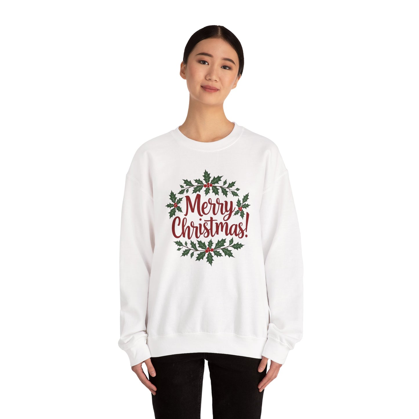MERRY CHRISTMAS wreath, Crewneck Sweatshirt