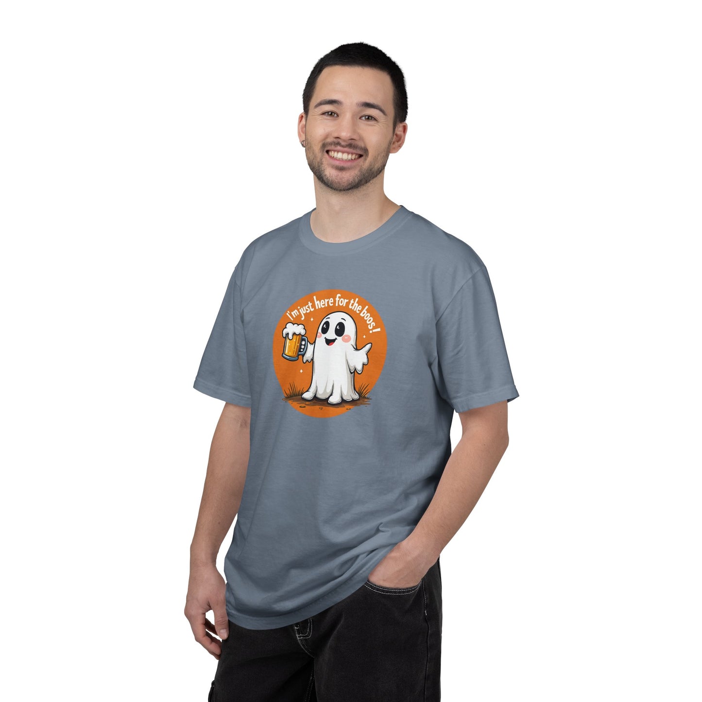 Halloween Ghost Beer T-Shirt — "I’m Just Here for the Boos" Cute Spooky Tee
