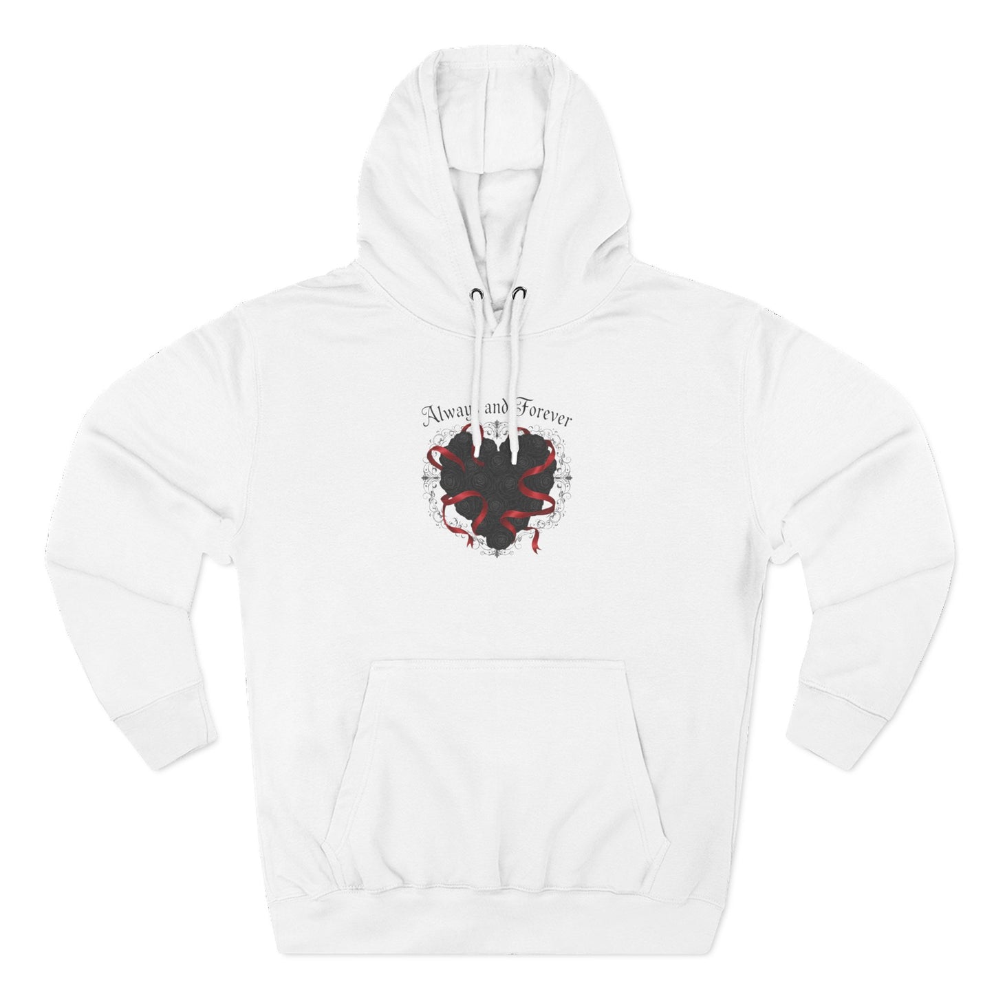 Rose Heart Hoodie — "Always and Forever" Gothic Floral Fleece Pullover