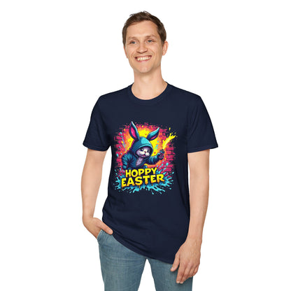 Easter Bunny 'Hoppy Easter' T-Shirt — Colorful Neon Bunny Graphic Tee