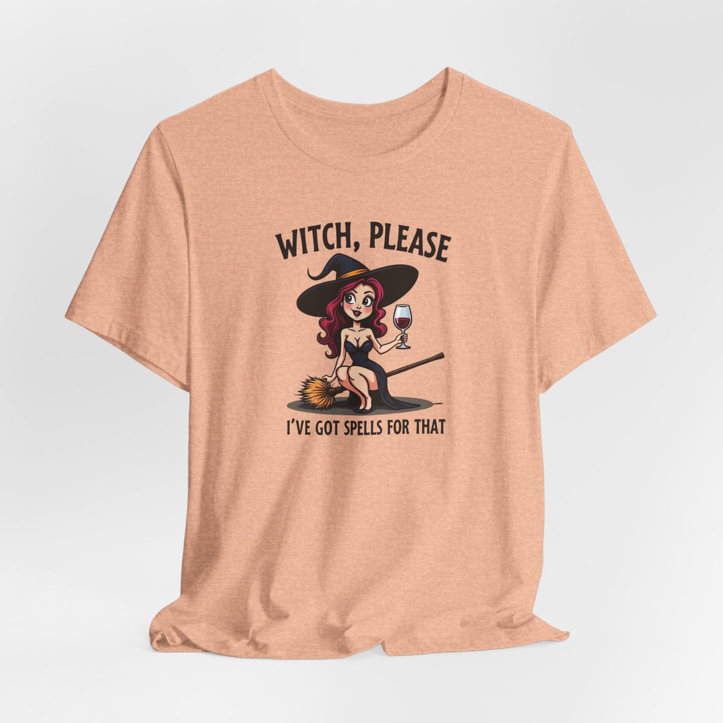 Witch, Please Tee — Cute Pinup Witch Graphic T‑Shirt ("I’ve Got Spells For That")