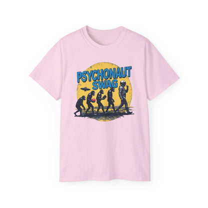 Psychonaut Evolution of Man Sunset, Unisex Tee, Retro Graphic T-Shirt, Music Festival Attire, Gift for Gamers, Casual Streetwear - Psychonaut Swag