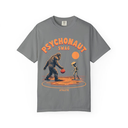 Alien vs Bigfoot, Psychonaut Swag Unisex T-Shirt, Funny Graphic Tee, Unique Gift for Gamers, Outdoor Lovers, Birthday, Casual Wear - Psychonaut Swag