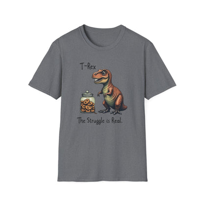 Funny T-Rex, The Struggle is real, T-Shirt, Dinosaur Gift, Unisex Apparel, Quirky Graphic Tee, Perfect for Birthdays and Parties - Psychonaut Swag