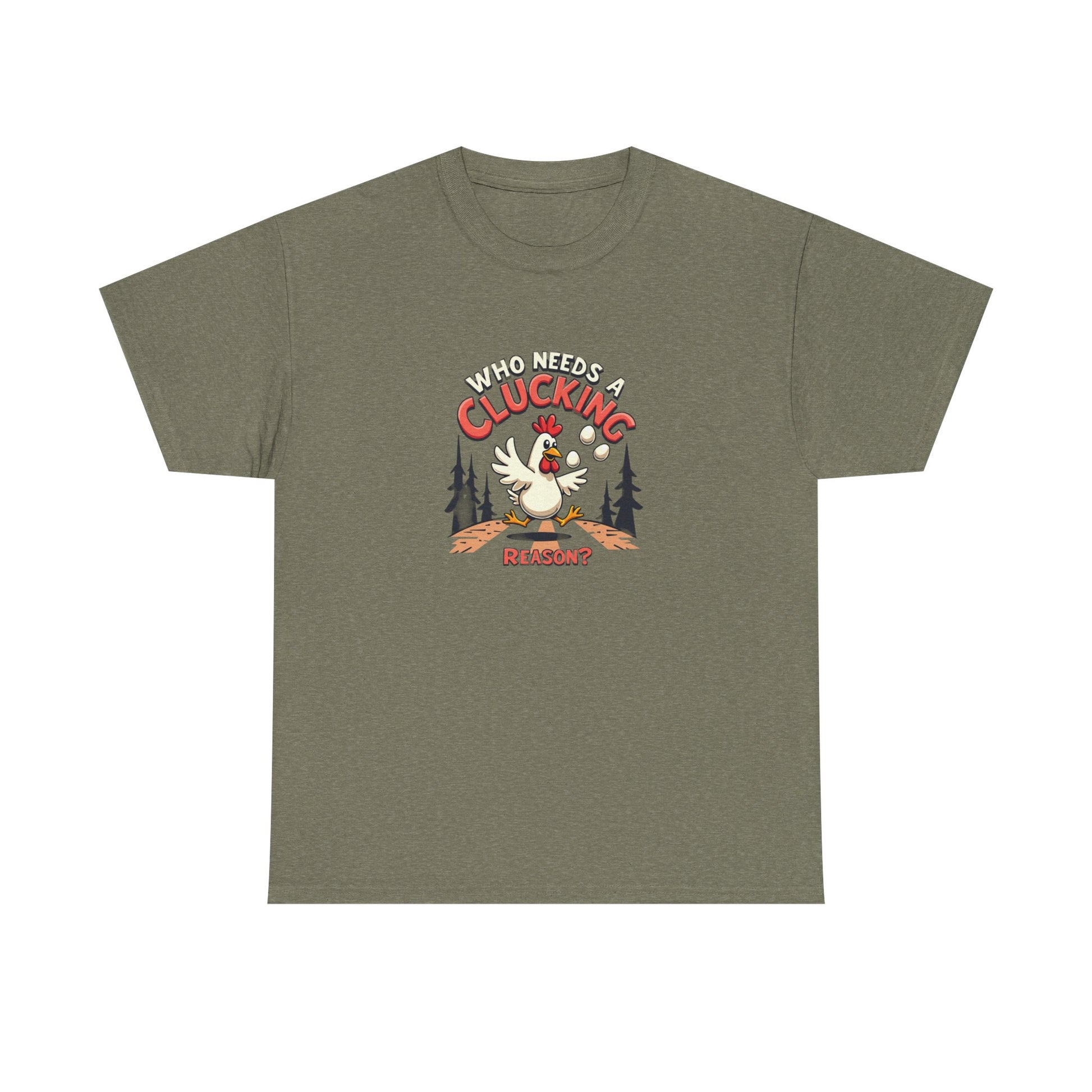 Funny Chicken Crossing Road, Themed Unisex Heavy Cotton Tee - "Who Needs a Clucking Reason?" - Psychonaut Swag