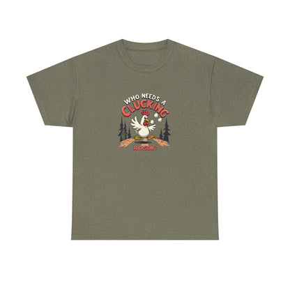 Funny Chicken Crossing Road, Themed Unisex Heavy Cotton Tee - "Who Needs a Clucking Reason?" - Psychonaut Swag