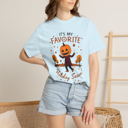 Halloween Pumpkin Head T-Shirt — "It's My Favorite Holiday Season!"
