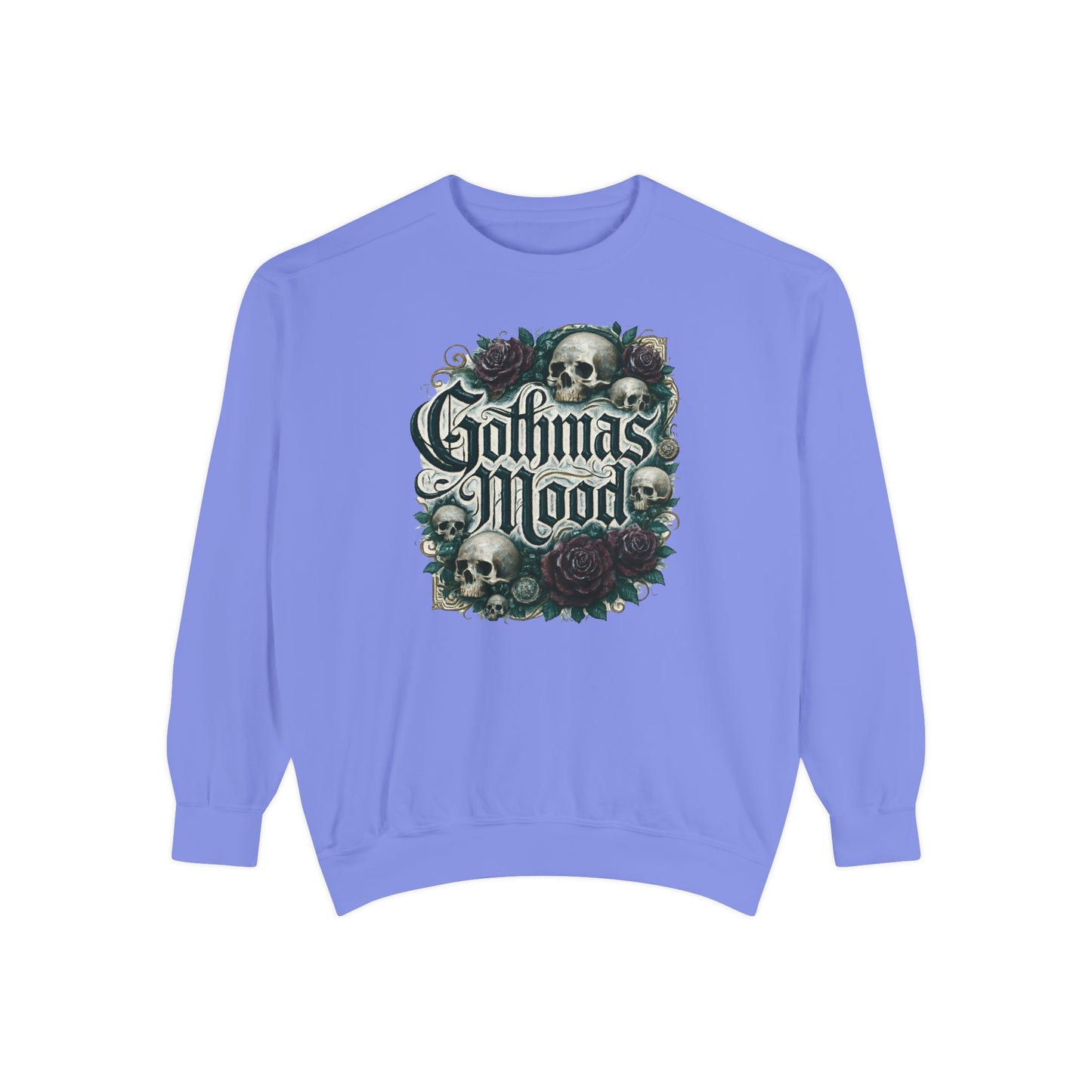 Gothmas Mood Sweatshirt — Gothic Skull & Roses Holiday Pullover