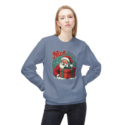 Nice Package Santa Crewneck Sweatshirt — Retro Christmas Gift Pullover