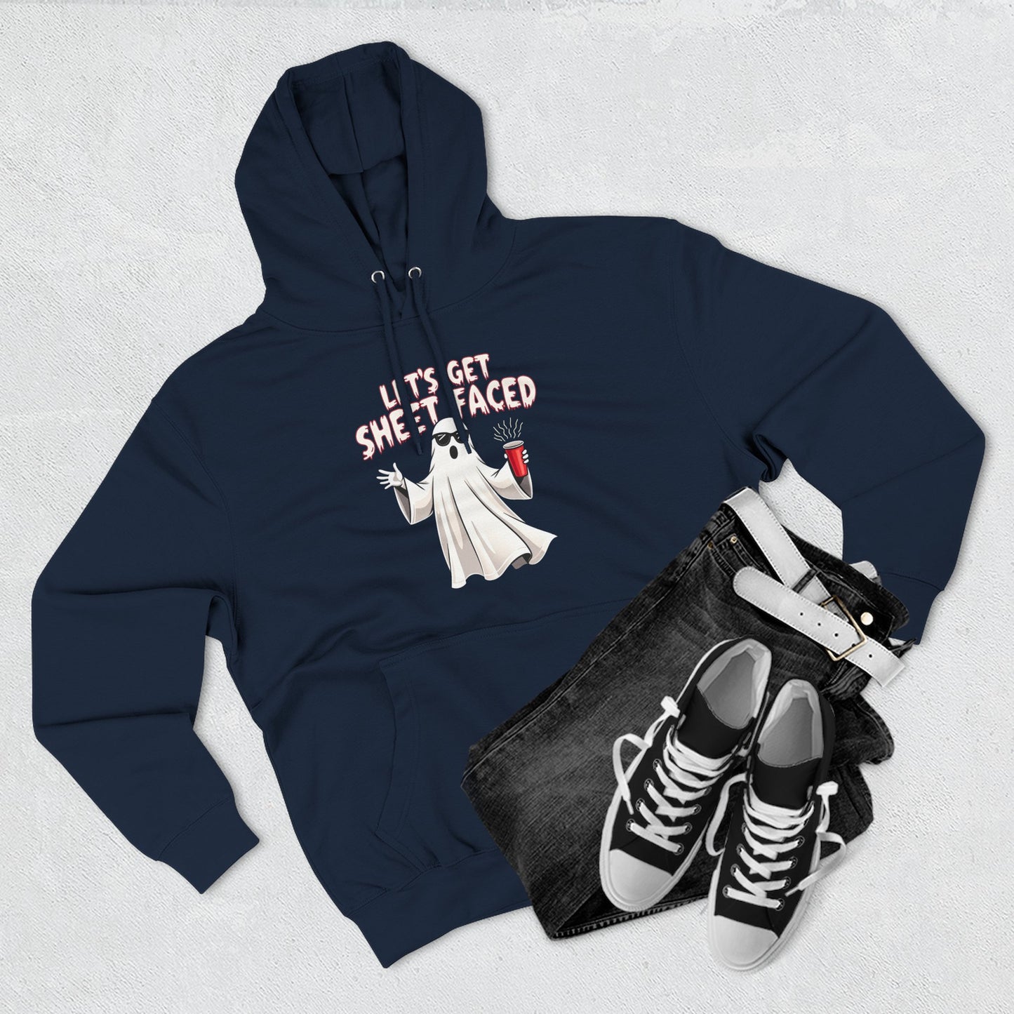 Let's Get Sheet-Faced Hoodie — Funny Ghost Halloween Pullover