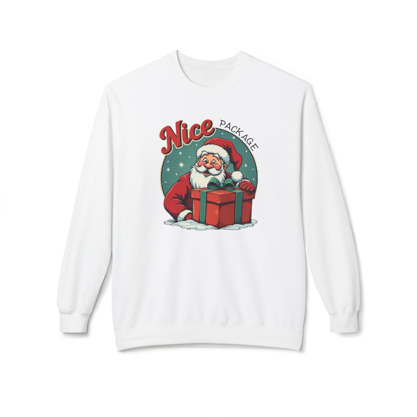 Nice Package Santa Crewneck Sweatshirt — Retro Christmas Gift Pullover