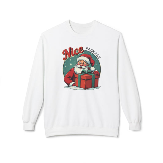 Nice Package Santa Crewneck Sweatshirt — Retro Christmas Gift Pullover
