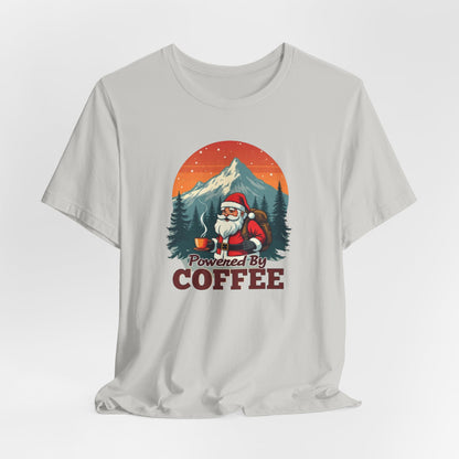 Coffee-Powered Santa T-Shirt — "Powered by Coffee" Holiday Tee
