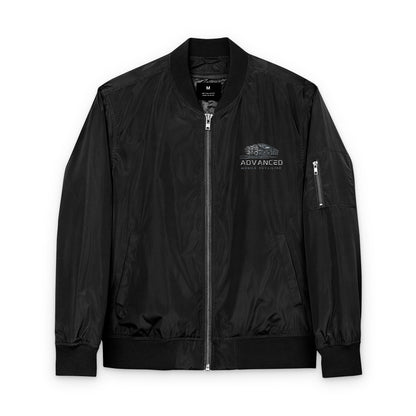 Advanced small biz swag, Stylish Embroidered Recycled Bomber Jacket, Eco-Friendly Fashion, Sustainable Apparel, Casual Outerwear, Gift for Her