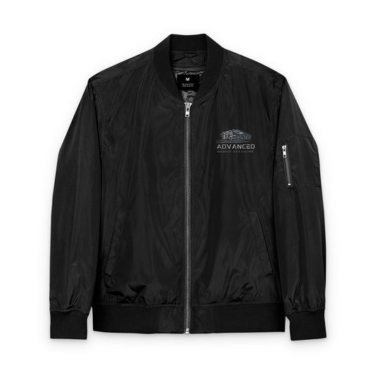Advanced small biz swag, Stylish Embroidered Recycled Bomber Jacket, Eco-Friendly Fashion, Sustainable Apparel, Casual Outerwear, Gift for Her