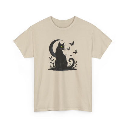 Black Cat Moon T‑Shirt — Gothic Cat Silhouette Tee
