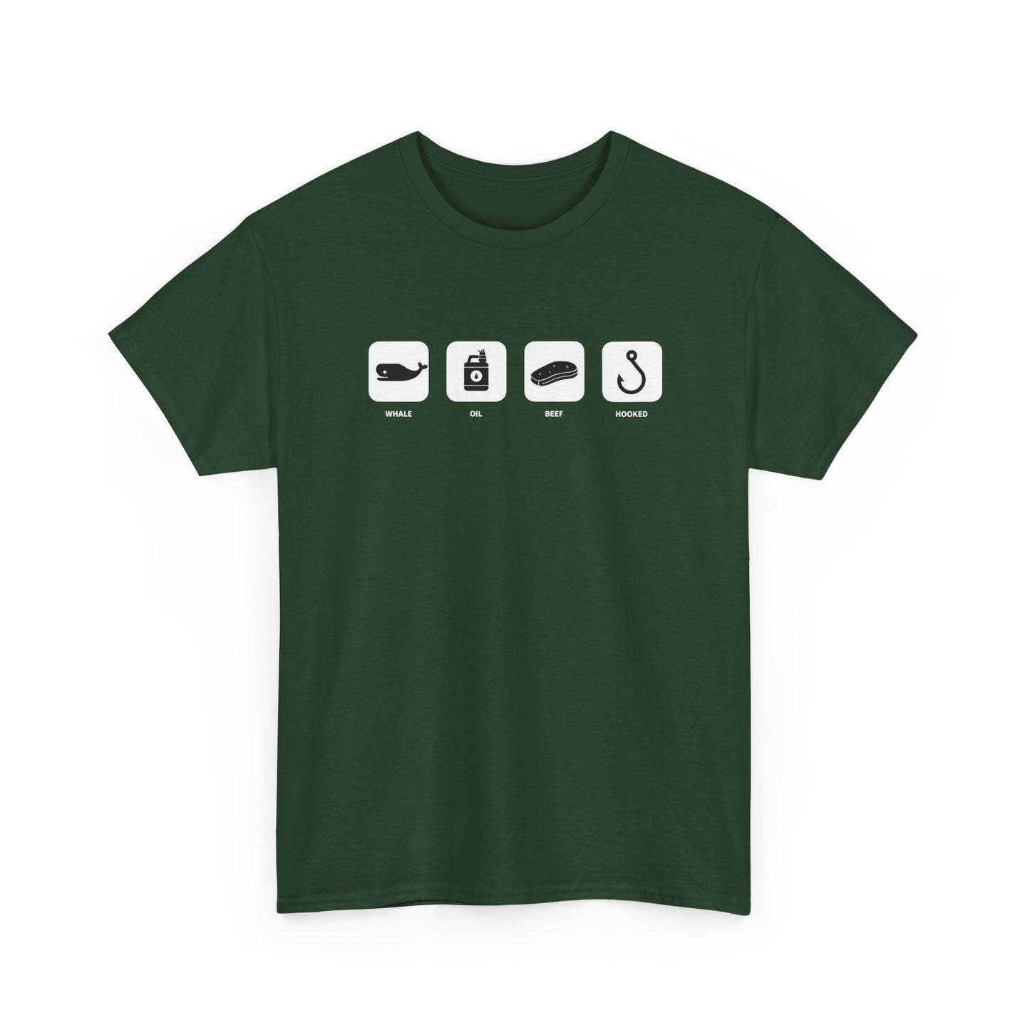 Fishing Essentials Icons T‑Shirt — Rod, Lure, Bait & Hook Graphic Tee