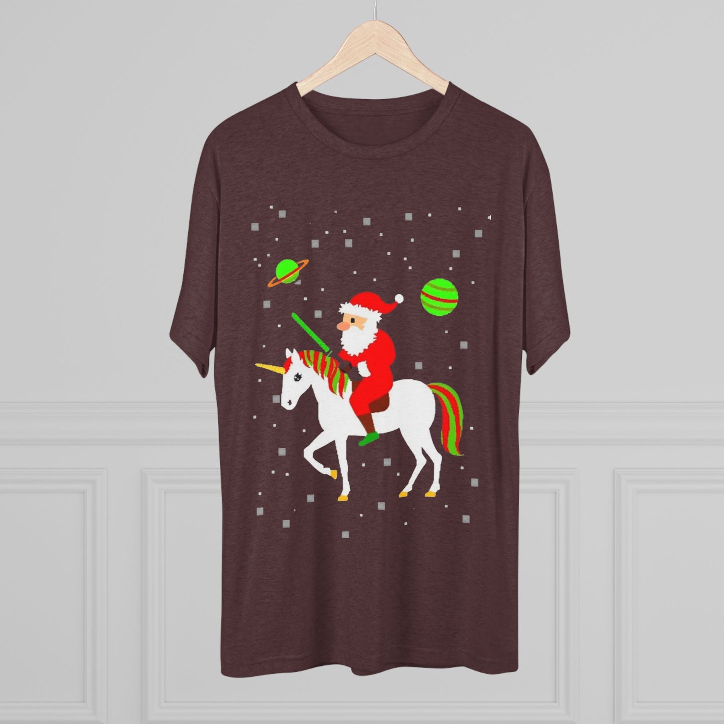 Christmas Space Santa Riding Unicorn T‑Shirt