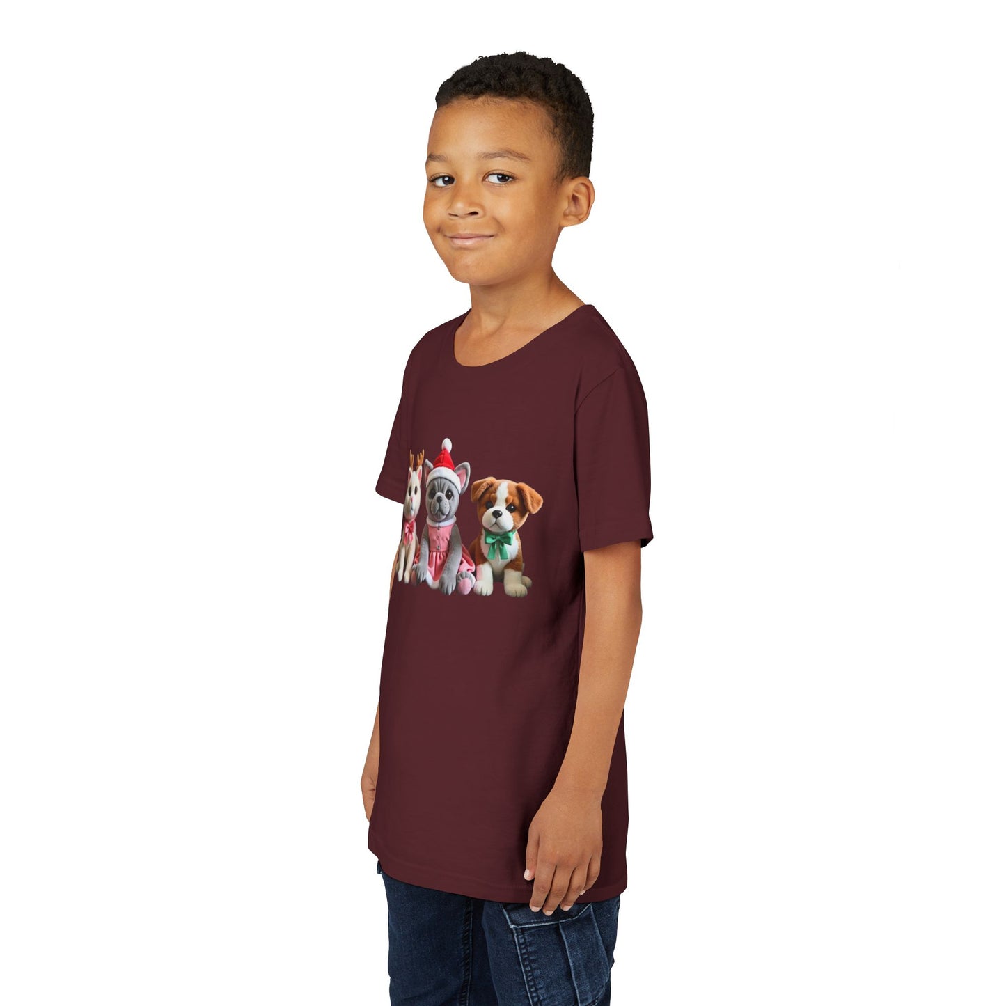 Kids Christmas Puppy Tee — Cute Festive Dogs in Santa Hats