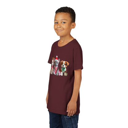 Kids Christmas Puppy Tee — Cute Festive Dogs in Santa Hats