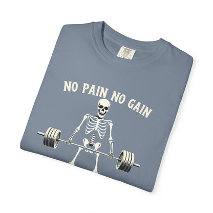 Deadlift Skeleton T-Shirt — “No Pain No Gain” Weightlifting Gym Tee