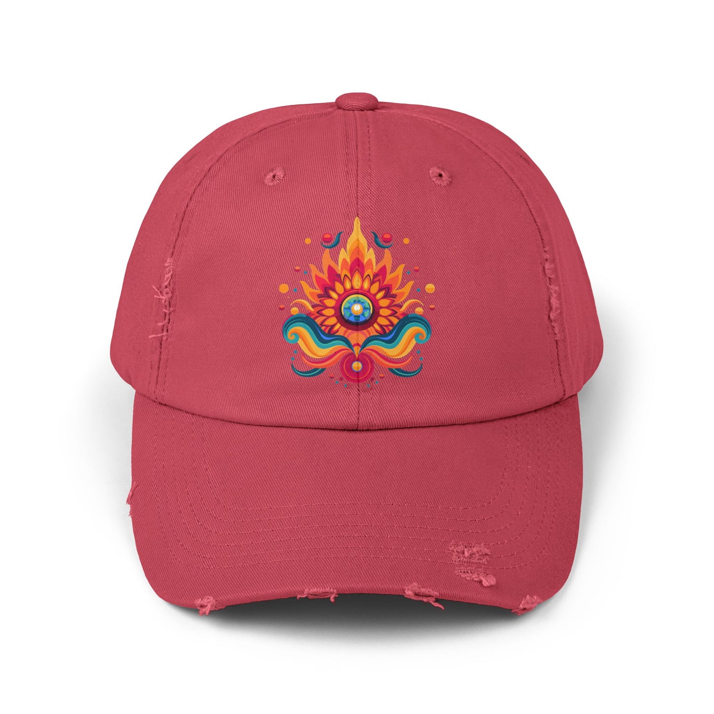 Eternal Psychedelic Flame Distressed Cap — Exploring Love Vintage Hat