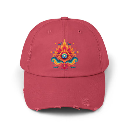 Eternal Psychedelic Flame Distressed Cap — Exploring Love Vintage Hat