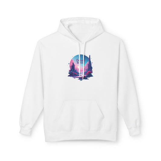 Retro Vaporwave Nature Hoodie — Neon Sunset Cityscape Graphic