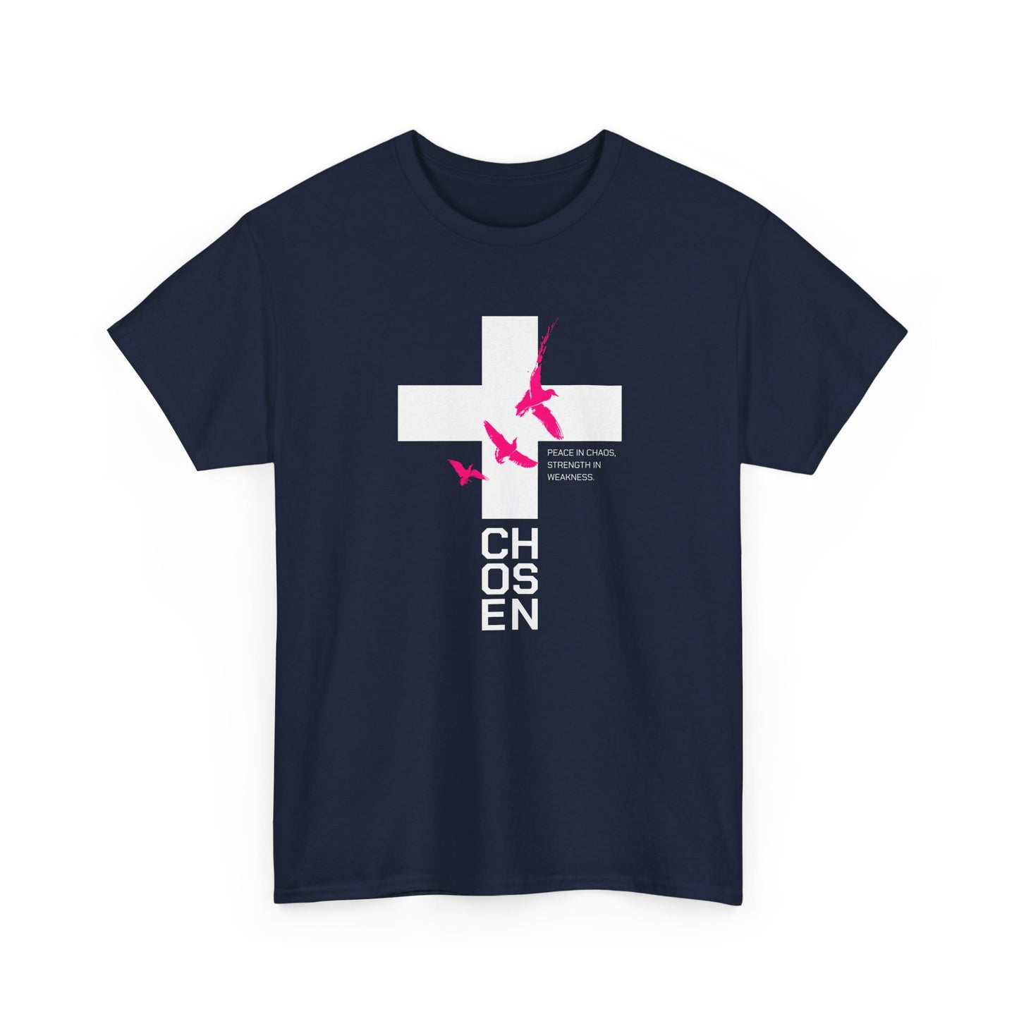 Chosen Cross T-Shirt — Bold Faith Graphic Tee with Pink Birds