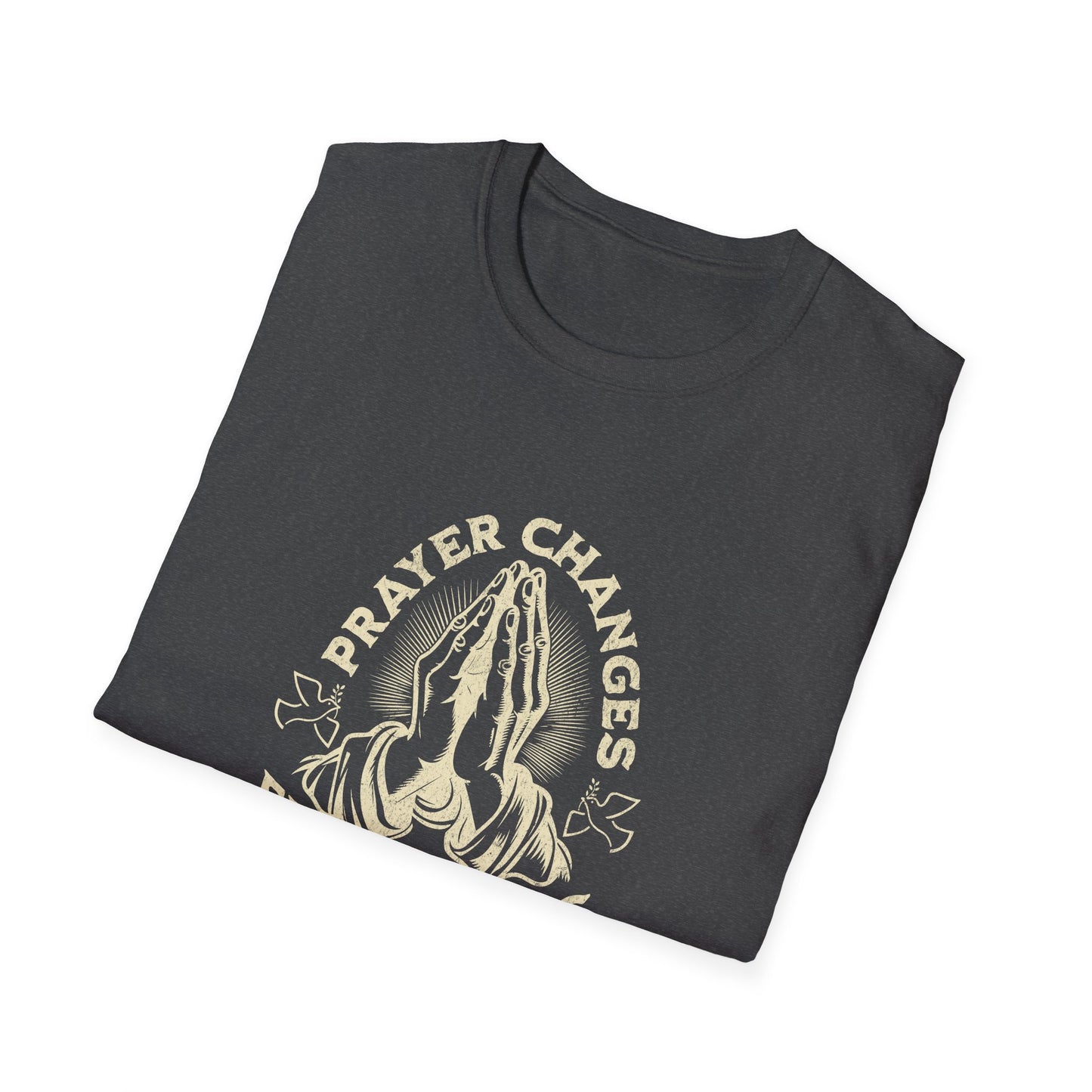Prayer Changes Everything T-Shirt — Vintage Praying Hands Christian Tee
