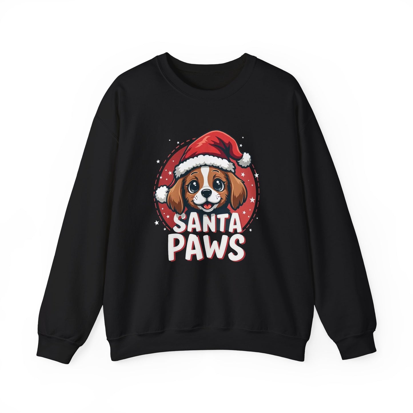 Christmas Dog Sweatshirt — "Santa Paws" Cute Puppy Holiday Crewneck
