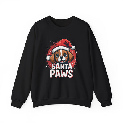 Christmas Dog Sweatshirt — "Santa Paws" Cute Puppy Holiday Crewneck