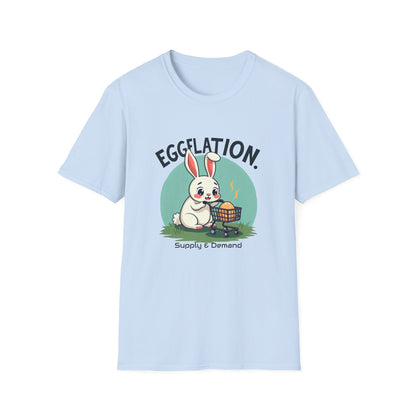 Easter Bunny 'Eggflation' T-Shirt – Cute Bunny with Egg Basket Graphic