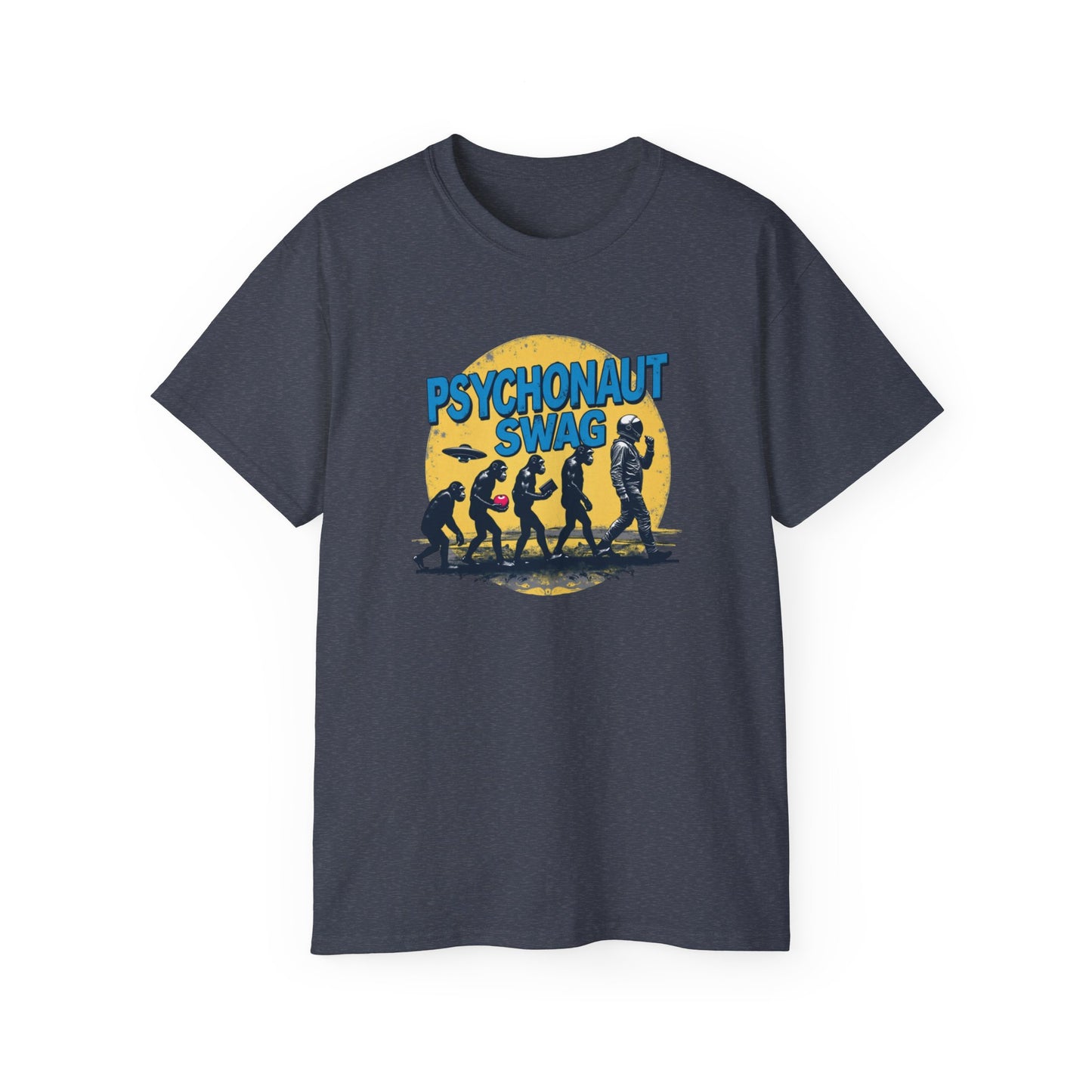 Psychonaut Evolution of Man Sunset, Unisex Tee, Retro Graphic T-Shirt, Music Festival Attire, Gift for Gamers, Casual Streetwear