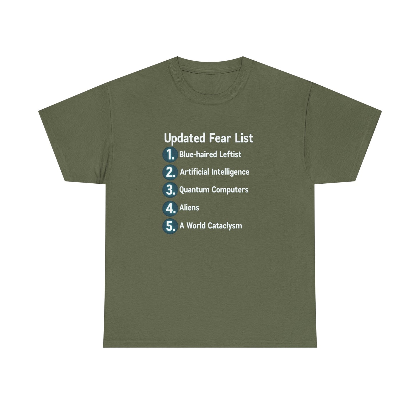 Updated Fear List Graphic Tee — Political Humor T-Shirt