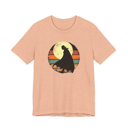Vampire Silhouette Moon Tee — Retro Sunset Gothic Halloween T-Shirt