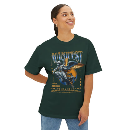 Manifest Angel Graphic Tee — Oversized Boxy Spiritual T‑Shirt