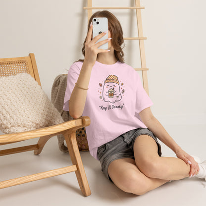 Keep It Spooky Ghost Tee — Cute Fall Halloween Shirt with Pumpkin Latte
