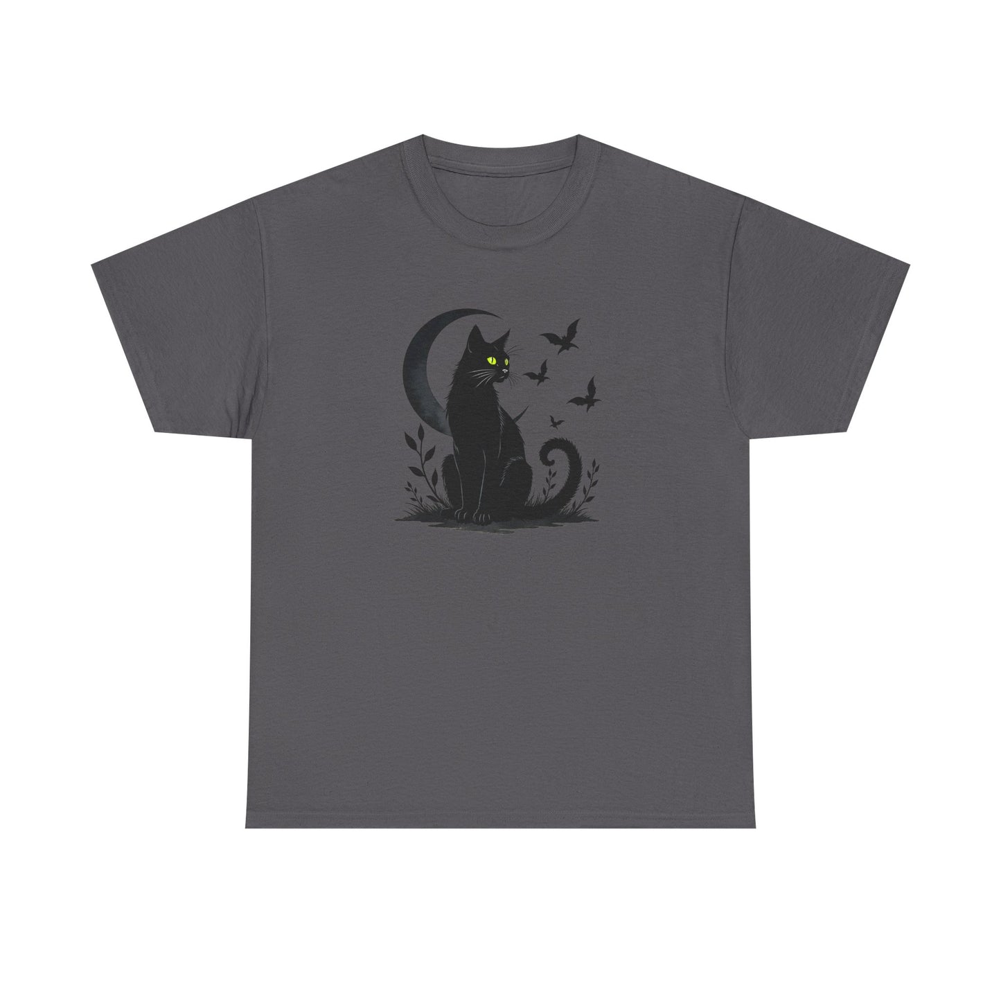 Black Cat Moon T‑Shirt — Gothic Cat Silhouette Tee