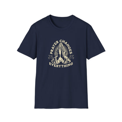 Prayer Changes Everything T-Shirt — Vintage Praying Hands Christian Tee