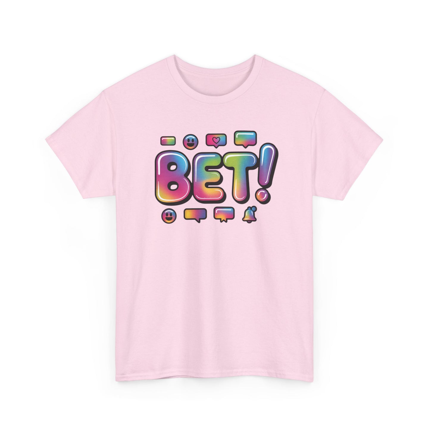 Bet! Colorful Speech Bubble Graphic Tee — Casual Youth Streetwear T-Shirt