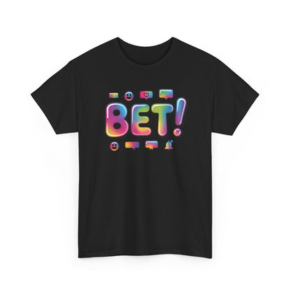Bet! Colorful Speech Bubble Graphic Tee — Casual Youth Streetwear T-Shirt